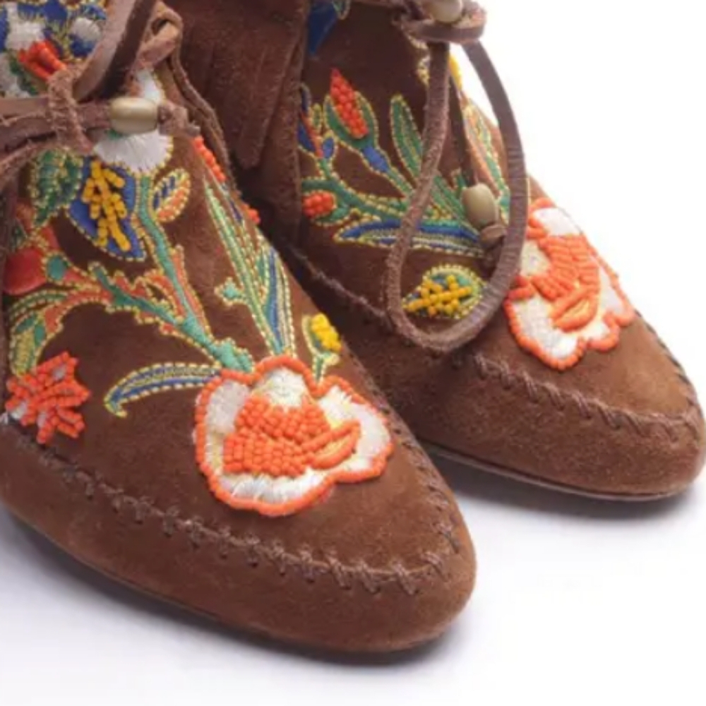 New Fringe Bootie Sz 5 Without Box Bohemian Vibe Colorful - Picture 2 of 15